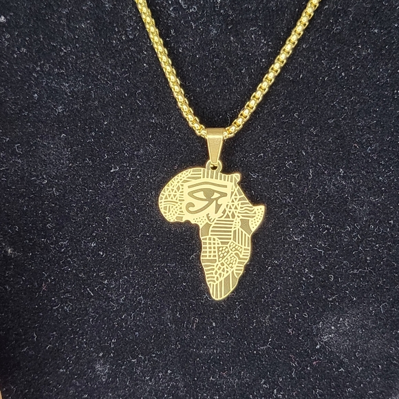 Egyptian Eye Continent Pendant Necklace - Picture 5 of 10
